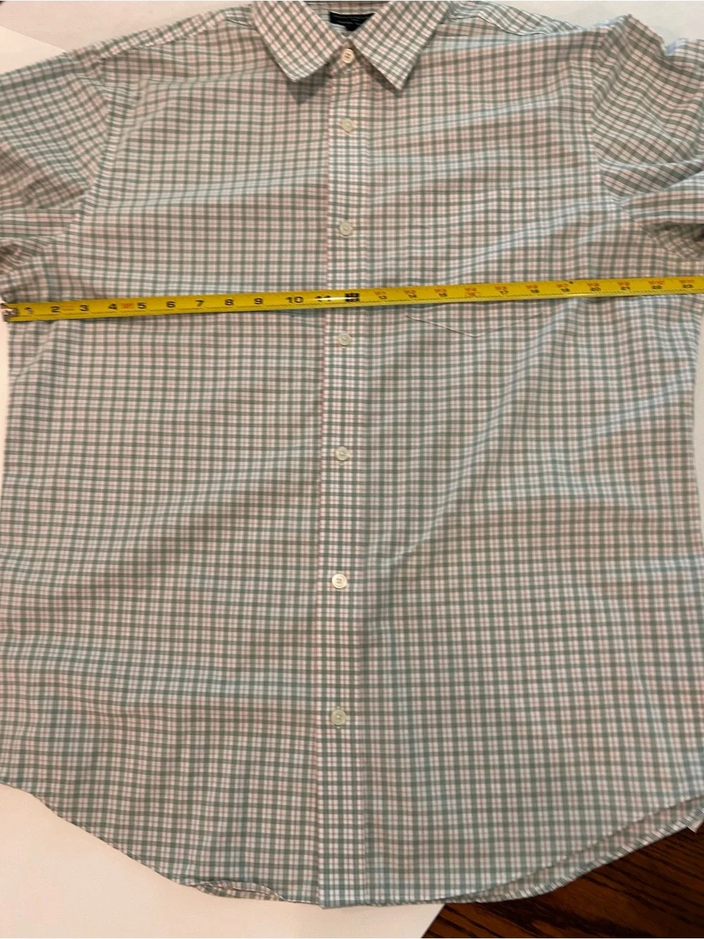 Banana Republic Mint and White Checked Dress Shirt